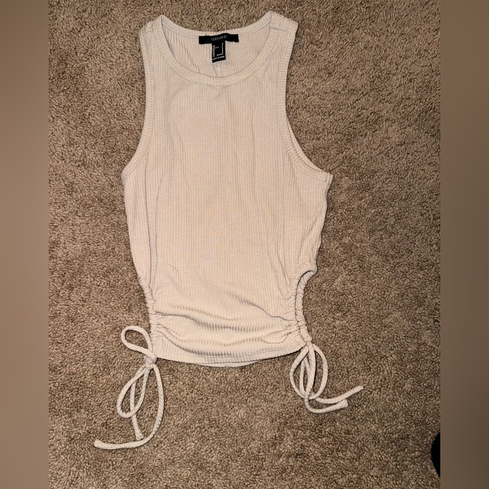 Forever 21 Cream Tank Top with Side Ties